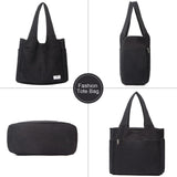 KYALOU Utility Large Canvas Tote Bag with Pockets, Women Casual Shoulder Bags with 13 Exterior & Interior Pockets for Work Gym Beach Travel Shopping Grocery (Black)