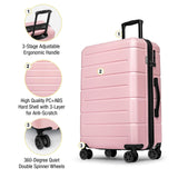 KYME 24 Inch Luggage TSA Approved Hardshell Suitcases with Spinner Wheels Durable PC+ABS Medium Checked Travel Luggage for Women Men Lt Purple