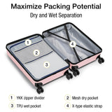 KYME 24 Inch Luggage TSA Approved Hardshell Suitcases with Spinner Wheels Durable PC+ABS Medium Checked Travel Luggage for Women Men Lt Purple