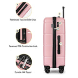 KYME 24 Inch Luggage TSA Approved Hardshell Suitcases with Spinner Wheels Durable PC+ABS Medium Checked Travel Luggage for Women Men Lt Purple