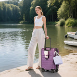 KYME Carry On Luggage 22x14x9 Airline Approved with TSA Lock Hardshell Expandable 20 Inch Luggage Carry On Suitcase with Wheels Small Travel Rolling Luggage with Cup Holder for Women Dark Purple
