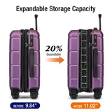 KYME Carry On Luggage 22x14x9 Airline Approved with TSA Lock Hardshell Expandable 20 Inch Luggage Carry On Suitcase with Wheels Small Travel Rolling Luggage with Cup Holder for Women Dark Purple