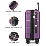 KYME Carry On Luggage 22x14x9 Airline Approved with TSA Lock Hardshell Expandable 20 Inch Luggage Carry On Suitcase with Wheels Small Travel Rolling Luggage with Cup Holder for Women Dark Purple