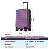 KYME Carry On Luggage 22x14x9 Airline Approved with TSA Lock Hardshell Expandable 20 Inch Luggage Carry On Suitcase with Wheels Small Travel Rolling Luggage with Cup Holder for Women Dark Purple