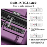 KYME Carry On Luggage 22x14x9 Airline Approved with TSA Lock Hardshell Expandable 20 Inch Luggage Carry On Suitcase with Wheels Small Travel Rolling Luggage with Cup Holder for Women Dark Purple
