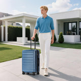 KYME Luggage Sets 2 Piece Suitcase Set Hardshell 20 inch/24 inch Luggage with Spinner Wheels Hardside PC+ABS Checked Large Suitcase with TSA Lock for Men Women Blue
