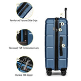 KYME Luggage Sets 2 Piece Suitcase Set Hardshell 20 inch/24 inch Luggage with Spinner Wheels Hardside PC+ABS Checked Large Suitcase with TSA Lock for Men Women Blue