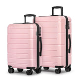 KYME Luggage Sets 2 Piece Suitcase Set Hardshell 20 inch/24 inch Luggage with Spinner Wheels Hardside PC+ABS Checked Large Suitcase with TSA Lock for Women Pink