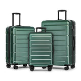 KYME Luggage Sets 3 Piece Hardshell 20"/24"/28" Suitcase with Wheels Hardside Suitcase Set with TSA Lock Large Travel Luggage Set for Men Women Green