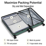 KYME Luggage Sets 3 Piece Hardshell 20"/24"/28" Suitcase with Wheels Hardside Suitcase Set with TSA Lock Large Travel Luggage Set for Men Women Green