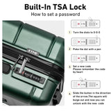 KYME Luggage Sets 3 Piece Hardshell 20"/24"/28" Suitcase with Wheels Hardside Suitcase Set with TSA Lock Large Travel Luggage Set for Men Women Green