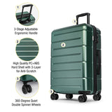 KYME Luggage Sets 3 Piece Hardshell 20"/24"/28" Suitcase with Wheels Hardside Suitcase Set with TSA Lock Large Travel Luggage Set for Men Women Green