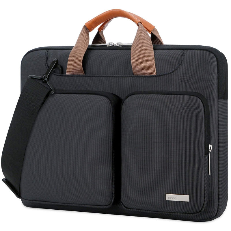Lacdo 360° Protective Laptop Shoulder Bag, 15 - 15.6 inch Laptop Sleeve Case for Acer HP Lenovo Dell ASUS Laptop, Acer Aspire, HP Pavilion, Dell Inspiron, Lenovo IdeaPad,ASUS ZenBook Computer Bag, Black