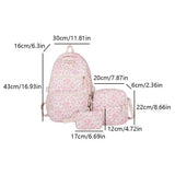 LAIQIAN Flower Backpack 3pcs Quilted Backpack for Women Cute Floral Rucksack Fashion Travel Daypack (PINK)