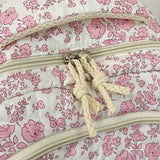 LAIQIAN Flower Backpack 3pcs Quilted Backpack for Women Cute Floral Rucksack Fashion Travel Daypack (PINK)
