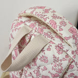 LAIQIAN Flower Backpack 3pcs Quilted Backpack for Women Cute Floral Rucksack Fashion Travel Daypack (PINK)