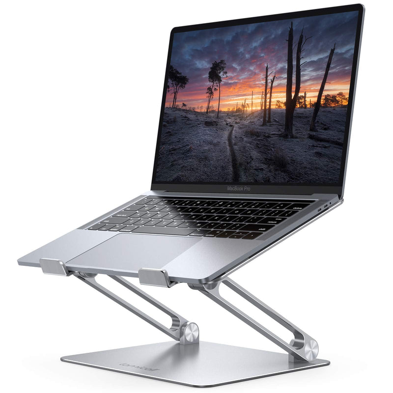 Lamicall Adjustable Laptop Stand, Portable Laptop Riser, Aluminum Laptop Stand for Desk Foldable, Ergonomic Computer Notebook Holder for MacBook Air Pro HP, Office Desk Accessories (10 - 17.3'') - Silver