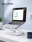 Lamicall Adjustable Laptop Stand, Portable Laptop Riser, Aluminum Laptop Stand for Desk Foldable, Ergonomic Computer Notebook Holder for MacBook Air Pro HP, Office Desk Accessories (10 - 17.3'') - Silver