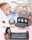 Lamroro Diaper Bag Backpack with Changing Station, Waterproof Large Capacity, Baby Bag for Mom & Dad, 18 Pockets+USB Port, Foldable Changing Pad, Travel Backpack for Newborn Essentials, Baby Gift