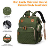 Lamroro Diaper Bag with Changing Station, Waterproof 3 in 1 Baby Diaper Backpack with Foldable Changing Pad, Large Travel Back Pack for Girl Boy, Green