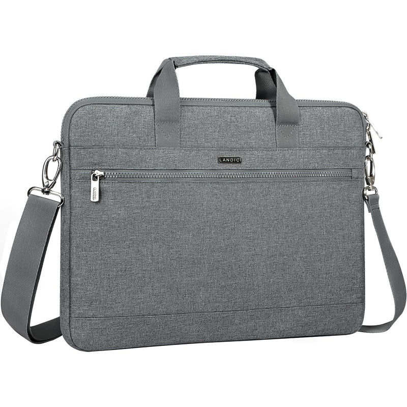 LANDICI 360° Protective Laptop Bag Case 15.6 - 16 Inch with Shoulder Strap, Waterproof Computer Sleeve Cover for MacBook Pro 16, Acer HP Lenovo Dell ASUS Laptop, Slim Briefcase for Men Women, Grey