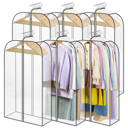 LANDNEOO 6 Pack Clear Garment Bags for Hanging Clothes with Zippers on Double Sides - 10'' Clothes Storage for Coat, Dress, and Fur in | Backpacks4Less