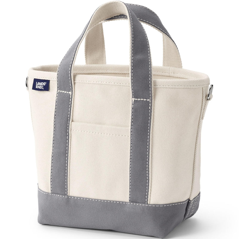 Lands' End Natural Open Top Canvas Tote Natural/silver Graphite Medium Regular Handle