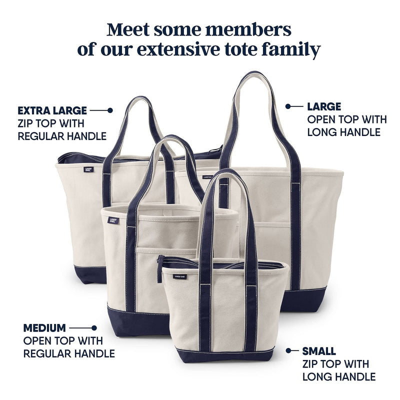 Lands' End Natural Open Top Canvas Tote Natural/silver Graphite Medium Regular Handle