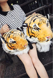 LANFIRE Domineering backpack stuffed tiger head 3D simulation personalised shoulder Bag Animal head shoulders bag (small, tiger yellow)