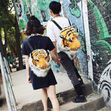 LANFIRE Domineering backpack stuffed tiger head 3D simulation personalised shoulder Bag Animal head shoulders bag (small, tiger yellow)