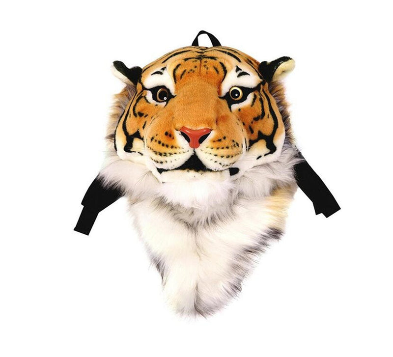 LANFIRE Domineering backpack stuffed tiger head 3D simulation personalised shoulder Bag Animal head shoulders bag (small, tiger yellow)