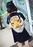 LANFIRE Domineering backpack stuffed tiger head 3D simulation personalised shoulder Bag Animal head shoulders bag (small, tiger yellow)