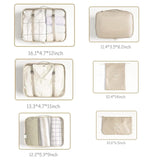 LANSKLBD 6 Set Packing Cubes for Travel, Luggage Organizers with Shoe & Toiletry Bags, Lightweight Suitcase Organizer for Carry - On, Washable Laundry Bags (Beige)