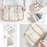 LANSKLBD 6 Set Packing Cubes for Travel, Luggage Organizers with Shoe & Toiletry Bags, Lightweight Suitcase Organizer for Carry - On, Washable Laundry Bags (Beige)