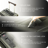 Lanuitjoy 20 inch Carry On Luggage Expandable Top Opening/Clamshell Opening, TSA Approved Carry On Luggage Hard Shell Suitcases, Lightweight Away Carry On Suitcases, Grey