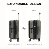 Lanuitjoy 20 inch Carry On Luggage Expandable Top Opening/Clamshell Opening, TSA Approved Carry On Luggage Hard Shell Suitcases, Lightweight Away Carry On Suitcases, Grey