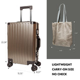Lanuitjoy All Aluminum Carry On Luggage 22x14x9 Airline Approved Hard Shell Carry On Luggage Zipperless Luggage Metal 20inch Suitcase Luggage, Champagne Gold