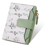 Lapensa Small Womens Wallet-soft Leather RFID Blocking Bifold Zipper Pocket Credit Card Purse-Floral Pattern Wallet with ID Window (green)