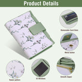 Lapensa Small Womens Wallet - soft Leather RFID Blocking Bifold Zipper Pocket Credit Card Purse - Floral Pattern Wallet with ID Window (green)