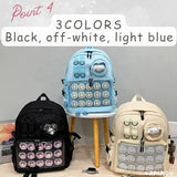 Lapimou Ita Bag Cute Kawaii Backpack Bookbag Pin Display Ita Bags with Insert Japanese Anime Cutecore Accessories Kawaiicore (black)