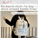 Lapimou Ita Bag Cute Kawaii Backpack Bookbag Pin Display Ita Bags with Insert Japanese Anime Cutecore Accessories Kawaiicore (black)