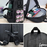 Lapimou Ita Bag Cute Kawaii Backpack Bookbag Pin Display Ita Bags with Insert Japanese Anime Cutecore Accessories Kawaiicore (black)