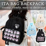 Lapimou Ita Bag Cute Kawaii Backpack Bookbag Pin Display Ita Bags with Insert Japanese Anime Cutecore Accessories Kawaiicore (black)