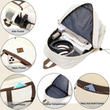 Laptop Backpack 15 - 17 Inch for Women Men Large College Bookbag Elementary Middle High School Bag for Kids Teens Girls Boys Student Waterproof Travel Backpacks Book Rucksack Work Daypack Beige