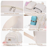 Laptop Backpack 15.6 Inch Elementary Middle High School Bag College Backpacks with Lunch Box Pencil Pouch 3 PCS Set Travel Bookbags for Teens Girls Women Students (Off - white)