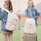 Laptop Backpack 15.6 Inch Elementary Middle High School Bag College Backpacks with Lunch Box Pencil Pouch 3 PCS Set Travel Bookbags for Teens Girls Women Students (Off - white)