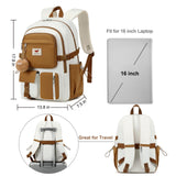 Laptop Backpack 15.6 Inch Kids Elementary Middle High School Bag College Backpacks Anti Theft Travel Back Pack Large Bookbags for Teens Girls Women Students (Beige Khaki)