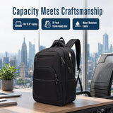 Laptop Backpack for Business Travel and Flight Water Resistant with USB Charging Port Lightweight Durable Large bag for Men and Women Fits 15.6 Inch Laptop Black