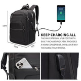 Laptop Backpack for Business Travel and Flight Water Resistant with USB Charging Port Lightweight Durable Large bag for Men and Women Fits 15.6 Inch Laptop Black