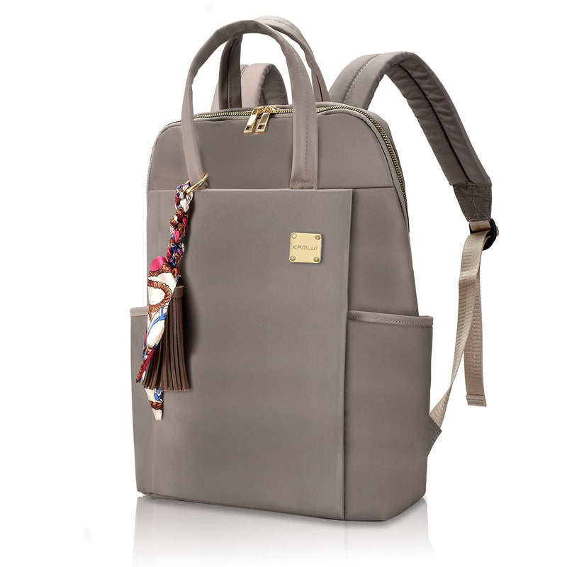 Laptop Backpack for Women 15.6 - inch Slim - Laptop Bag Computer Case Purse Travel Lightweight Medium Size Satchel Daypack 16 - inch Water - resistant Business Comutter Fashion Stylish Nylon Khaki